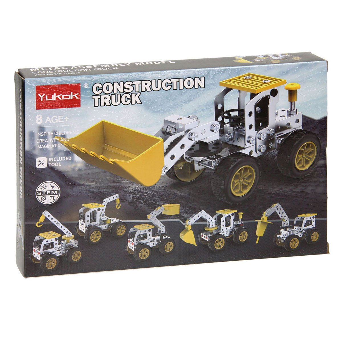 Metal construction kit truck with hook arm, 111 pcs.