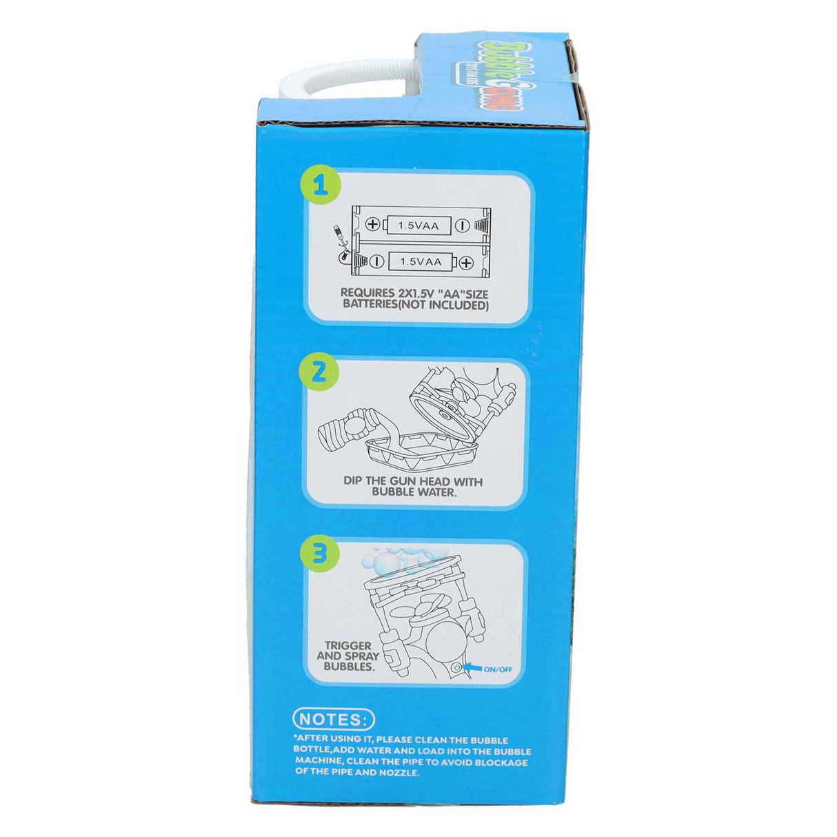 Buborékfúvó pisztoly buborékfújóval