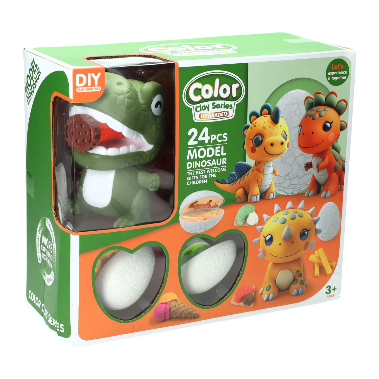 Dino clay set - 4 clay pots - 24 pcs.