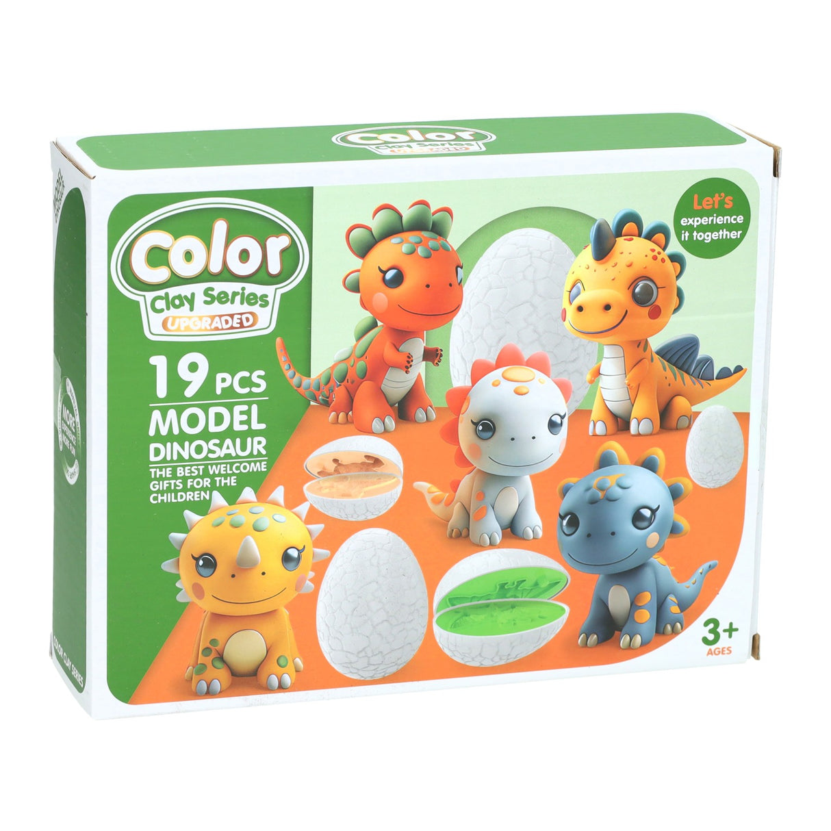 Dino clay set - 6 colors of clay - 19 pcs.