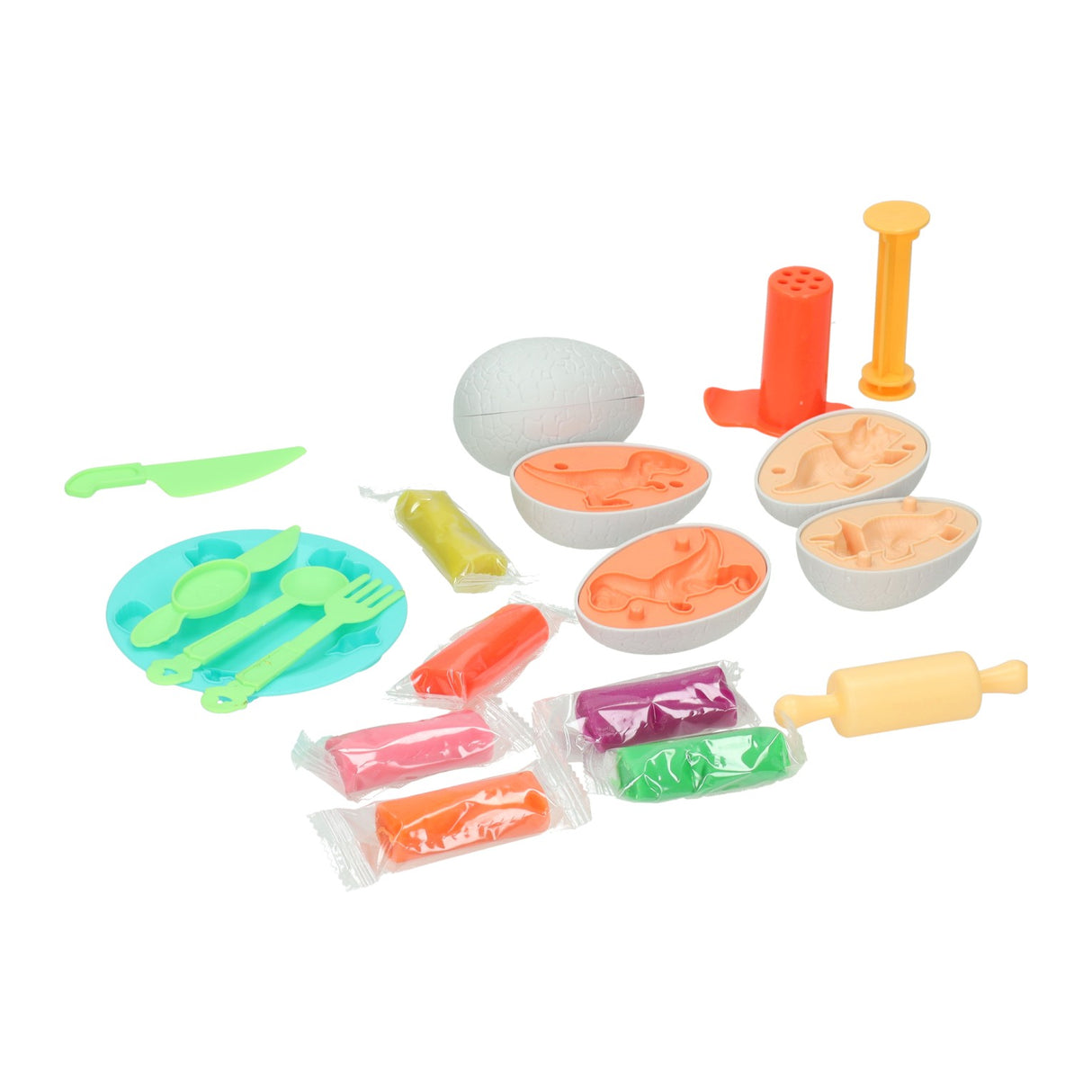 Dino clay set - 6 colors of clay - 19 pcs.