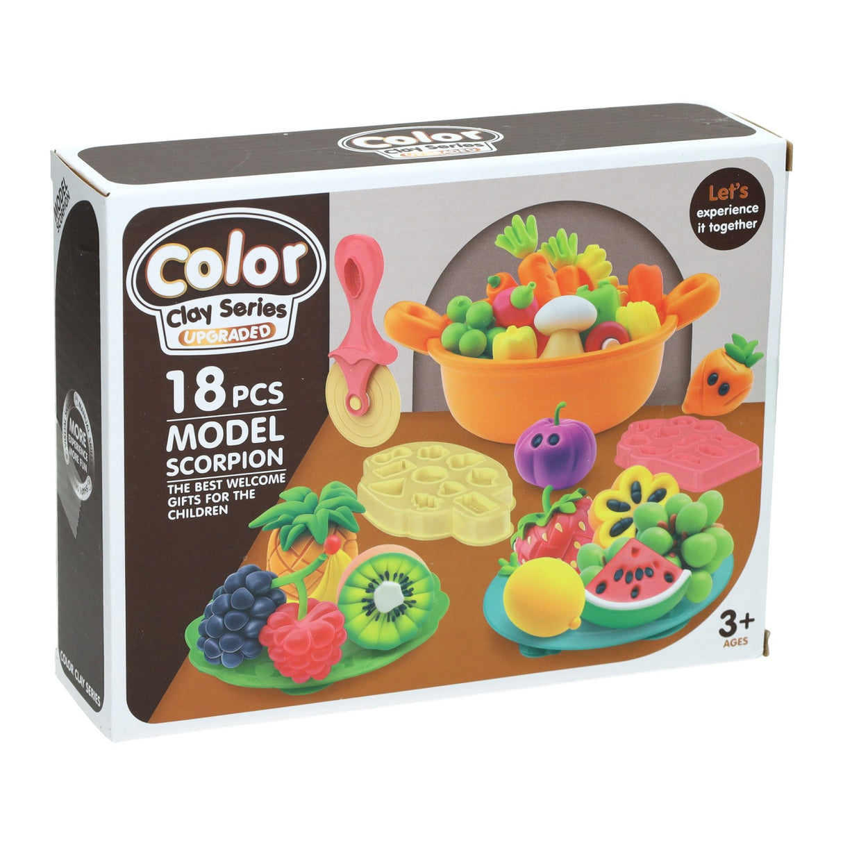 Vegetable and fruit clay set - 6 colours of clay - 18 pcs.