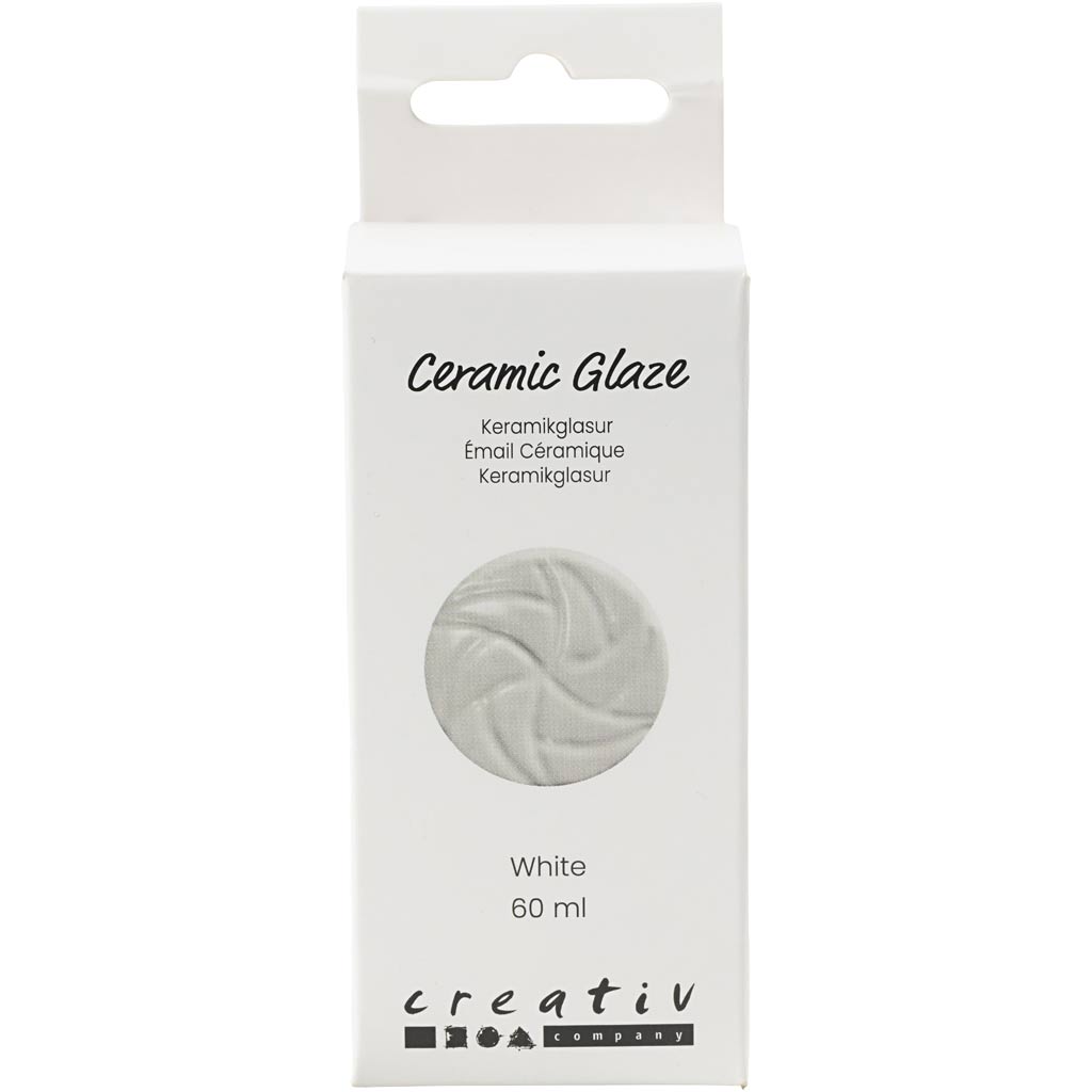 Creativ company keramiek glazuur, 984-1101 °c, dekkend, white, 60 ml 1 fles