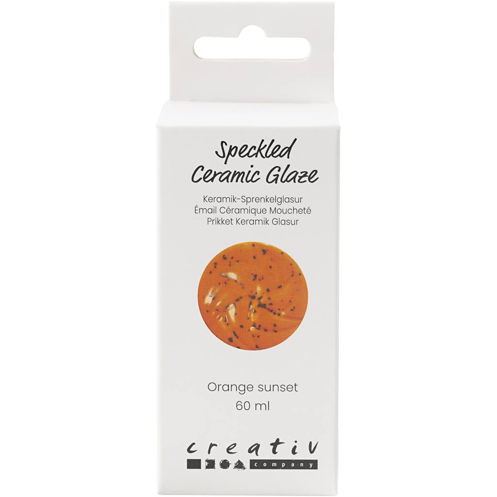 Creativ company speckled ceramic glaze, 999-1060 °c, opaque, orange sunset, 60 ml 1 bottle