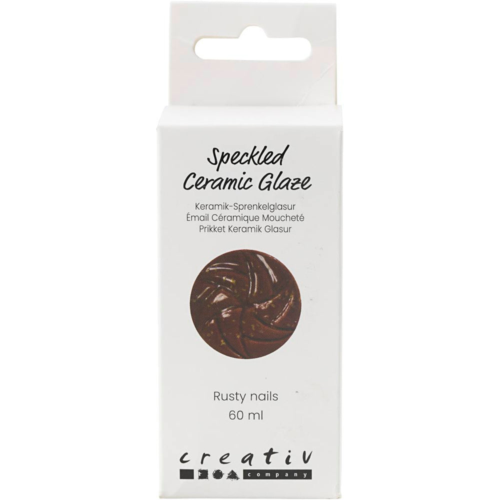 Creativ company speckled ceramic glaze, 999-1060 °c, opaque, rusty nails, 60 ml 1 bottle