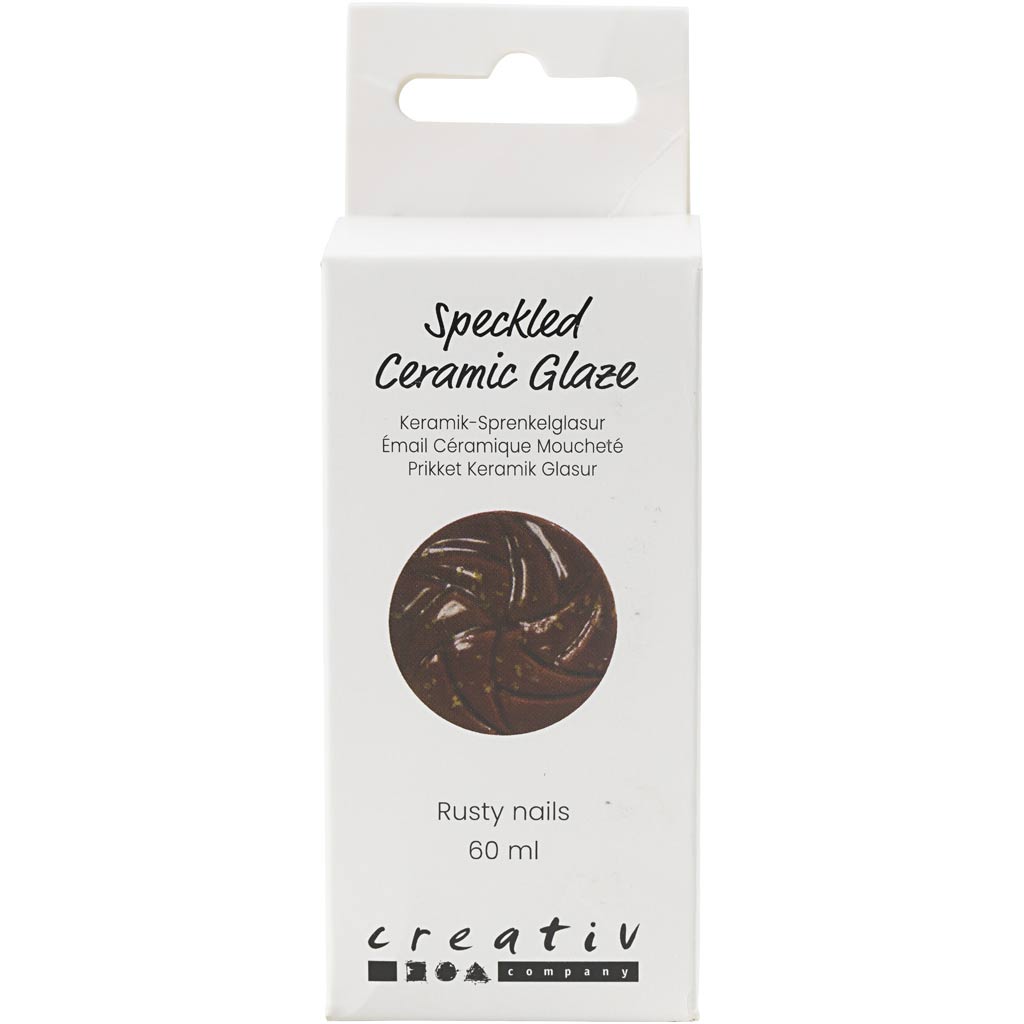 Creativ company gespikkeld keramiekglazuur, 999-1060 °c, dekkend, rusty nails, 60 ml 1 fles