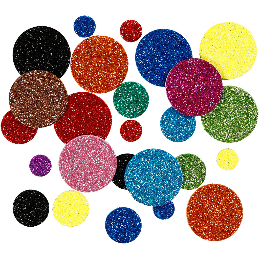Foam Shapes Glitter Circles, 150 pcs.