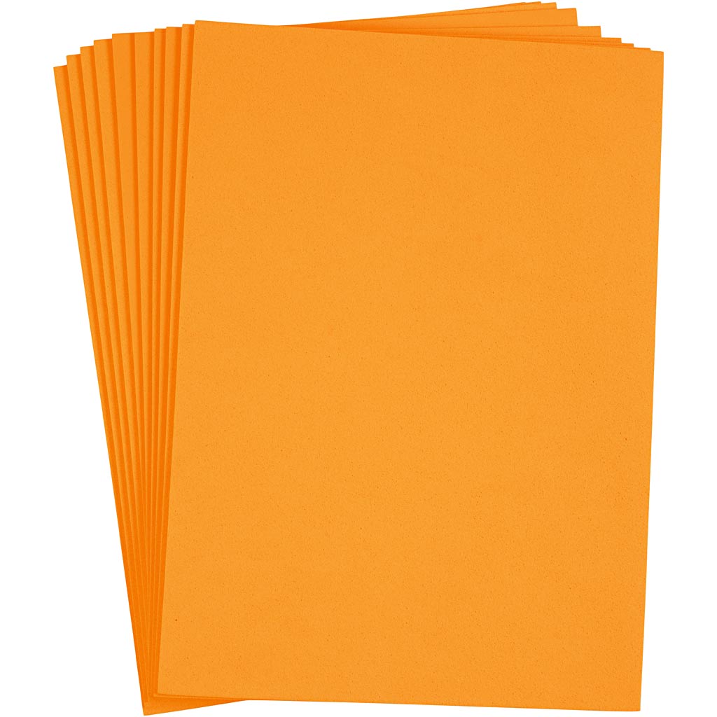 Creativ company foam sheets, A4, sheet 210x297 mm, thickness 2 mm, orange, 10 sheets 1 box