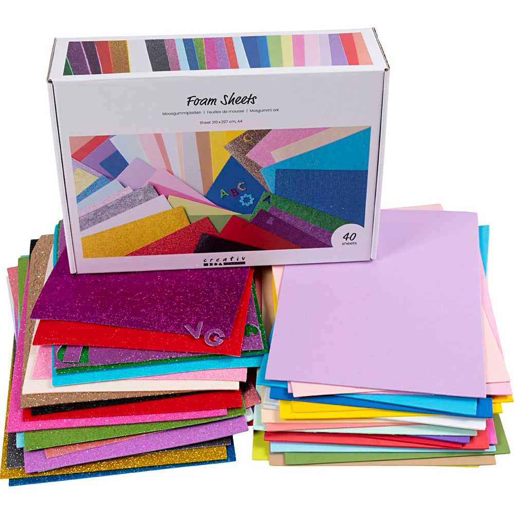 Creativ company foam sheets, A4, sheet 210x297 cm, various colours, 40 sheets 1 box