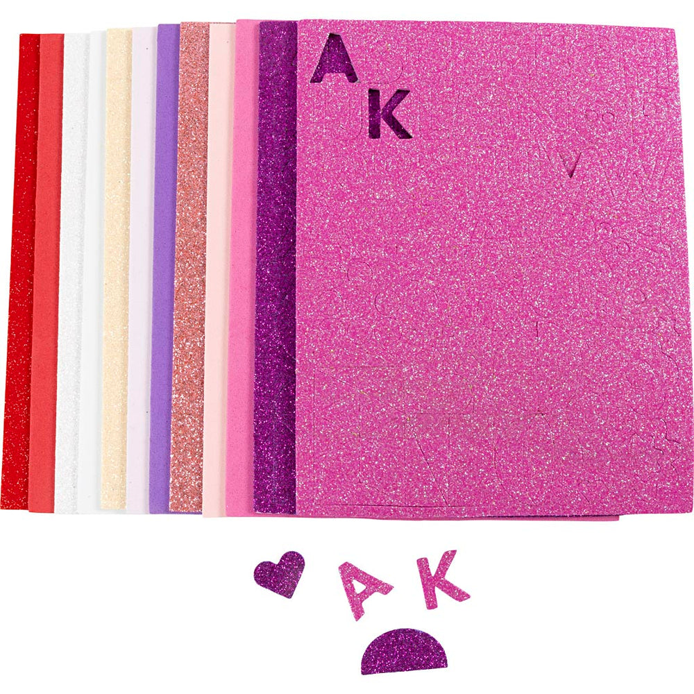 Creativ company foam sheets, size 14x25 cm, thickness 2 mm, purple pink harmony, 12 sheets 1 box