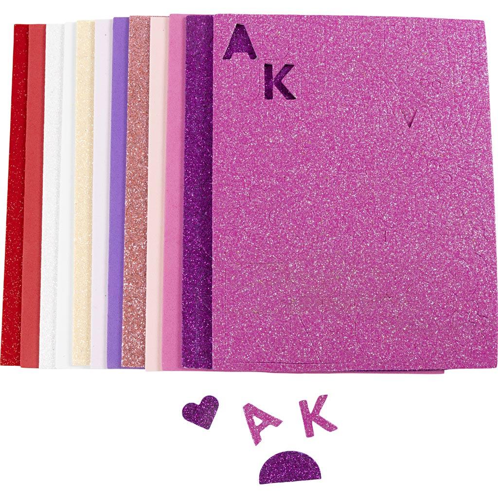 Creativ company foam sheets, size 14x25 cm, thickness 2 mm, purple pink harmony, 12 sheets 1 box