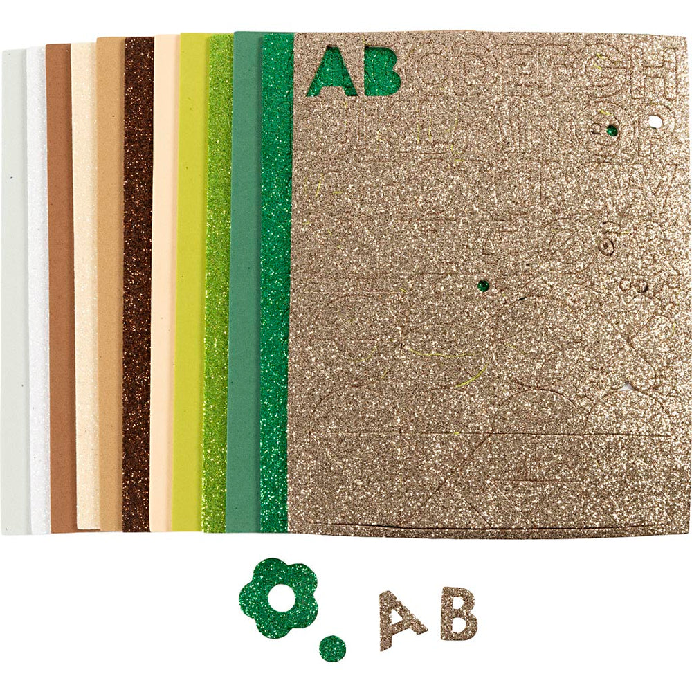 Creativ company foam sheets, size 14x25 cm, thickness 2 mm, natural colors, 12 sheets 1 box