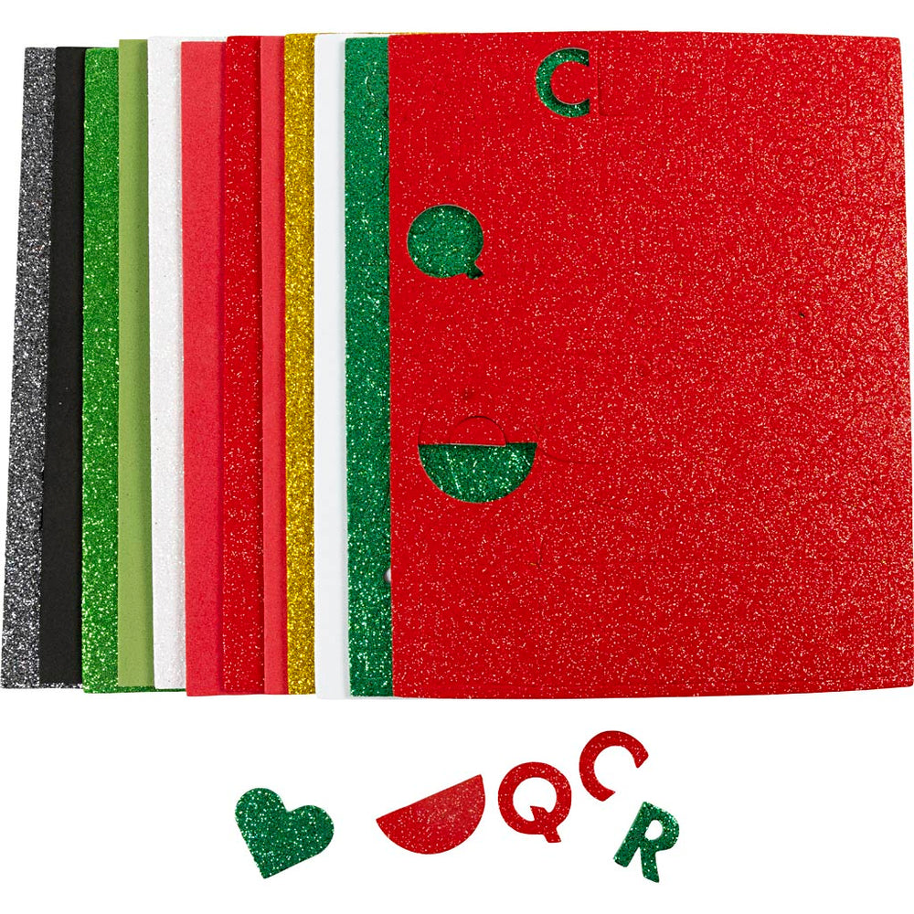 Creativ company foam sheets, size 14x25 cm, thickness 2 mm, Christmas paint, 12 sheets 1 box
