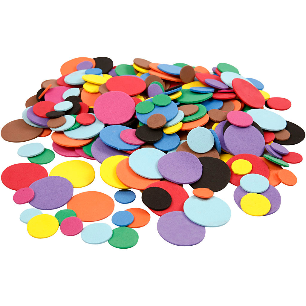 Creativ company eva foam circles, d 12+20+32 mm, various colors, 2120 div 1 box