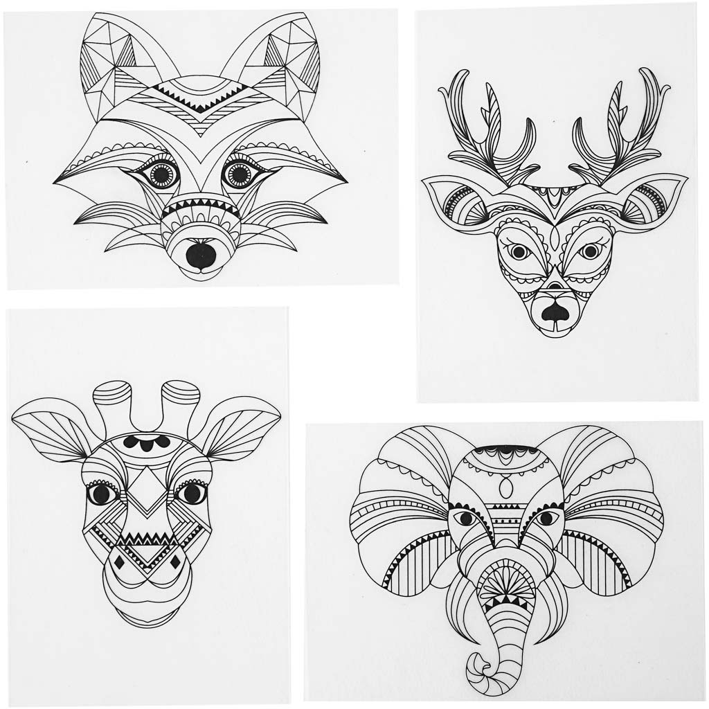 Shrink Film Sheets with Wild Animal Motifs, 4 pcs.