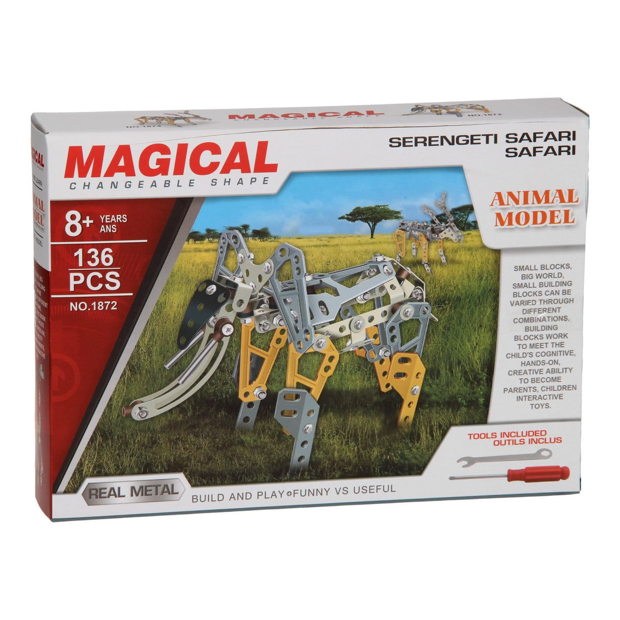 Metal elephant construction set, 136 pcs.
