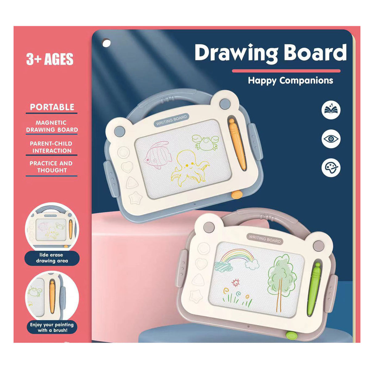 Magnetic drawing board multi-color pastel