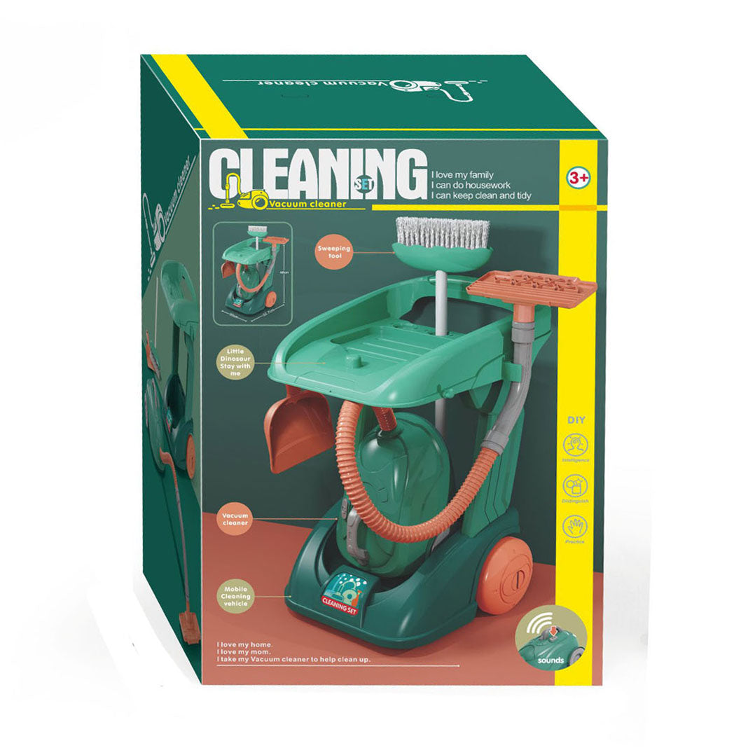 Cleaning trolley with vacuum cleaner