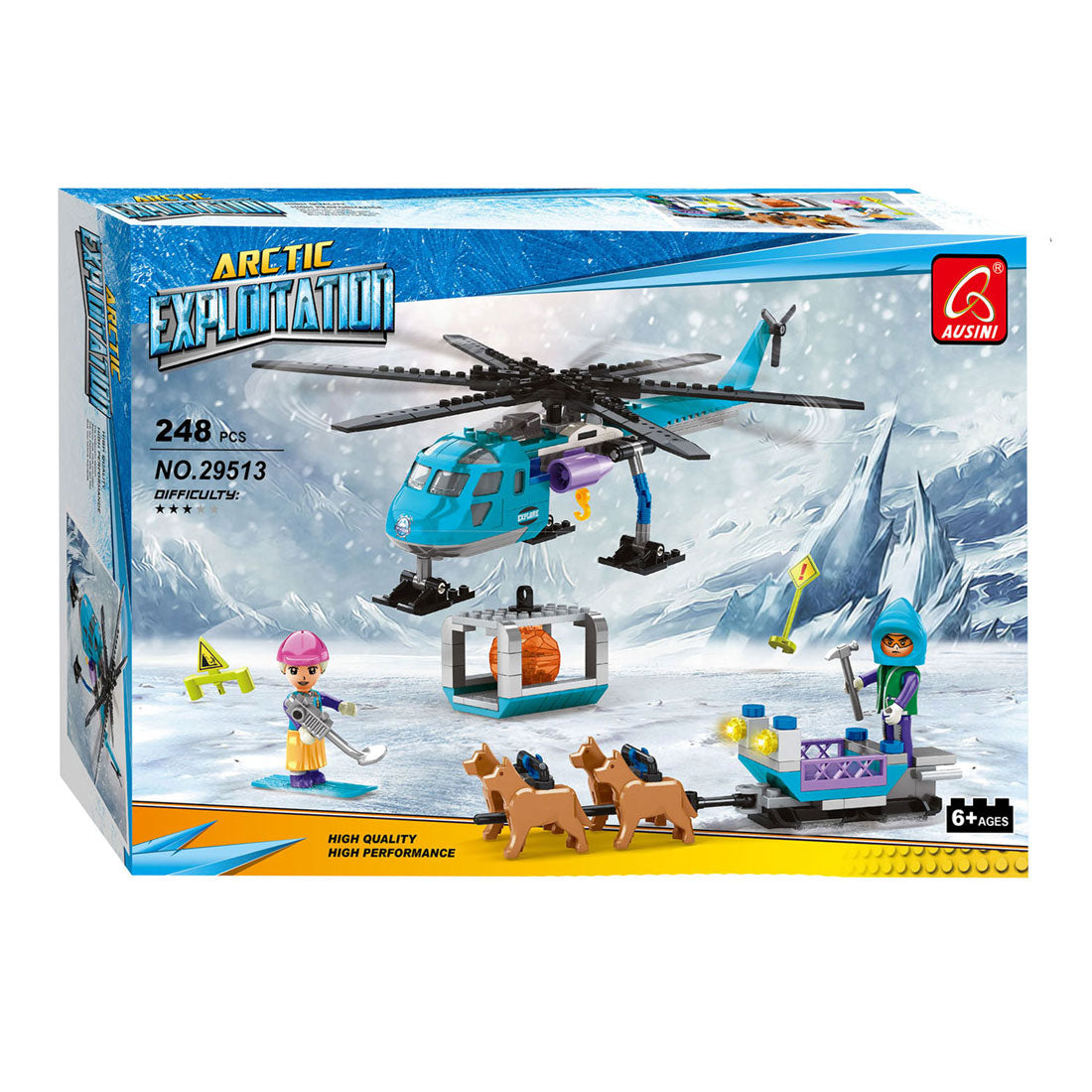 Set da costruzione slitta trainata da cani elicottero Polar Mission - 248 pz.