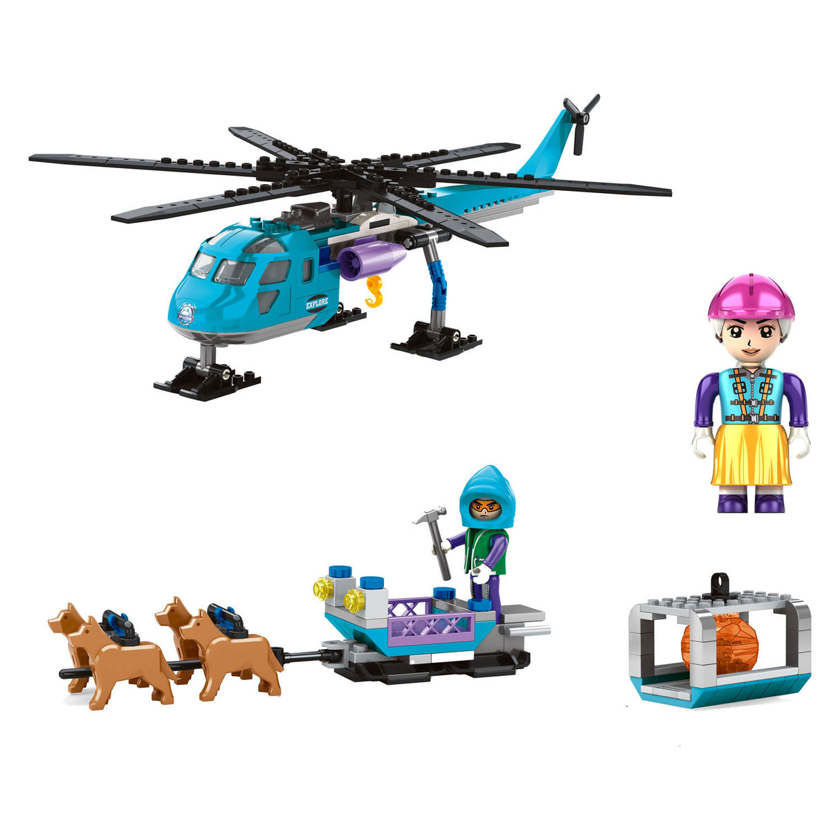 Arctic mission helicopter dog sled construction set - 248pcs.