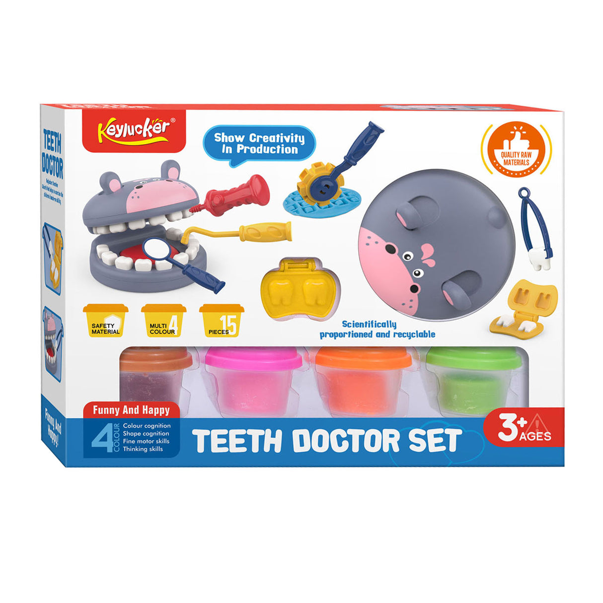 Clay set hippo to dentist 4 clay pots