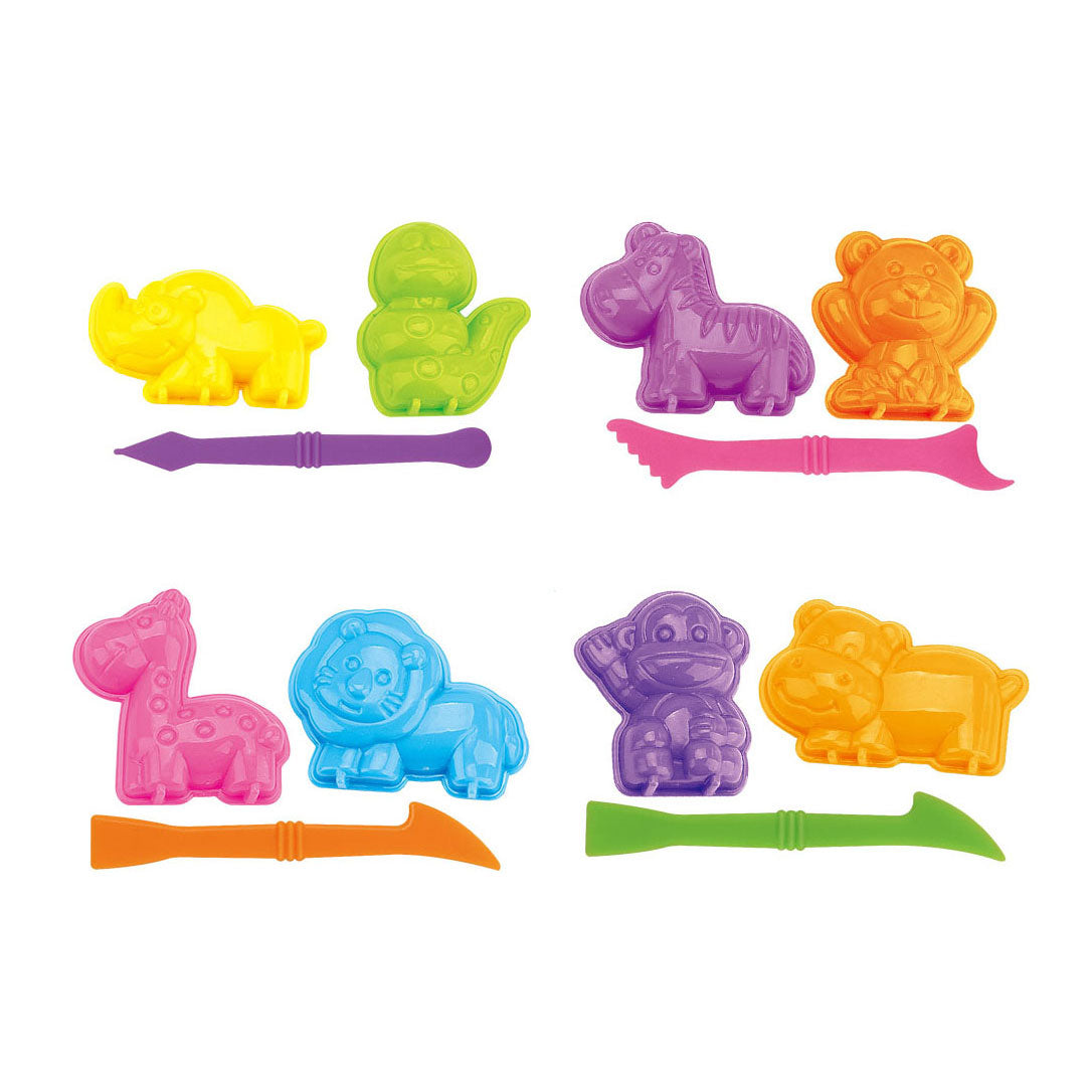 Clay set with 4 animal shapes and 2 tools