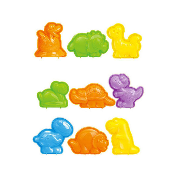 Clay set with 2 dinosaur shapes and tool - 3 colors of clay