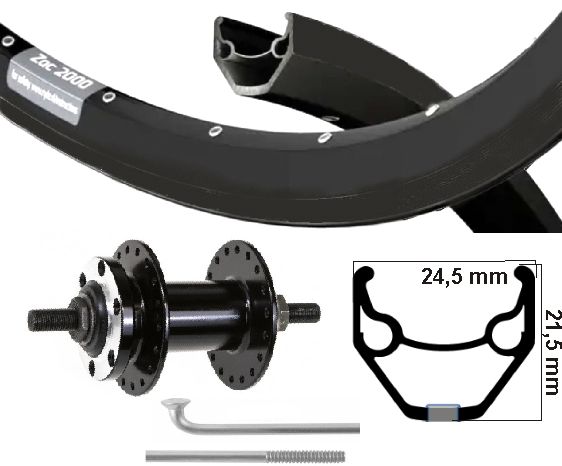 KGS -Vorderrad 28 Zoll (622) Zac 2000 + Speichen aus Edelstahl 6 Bolzen feste Achse festgelegt