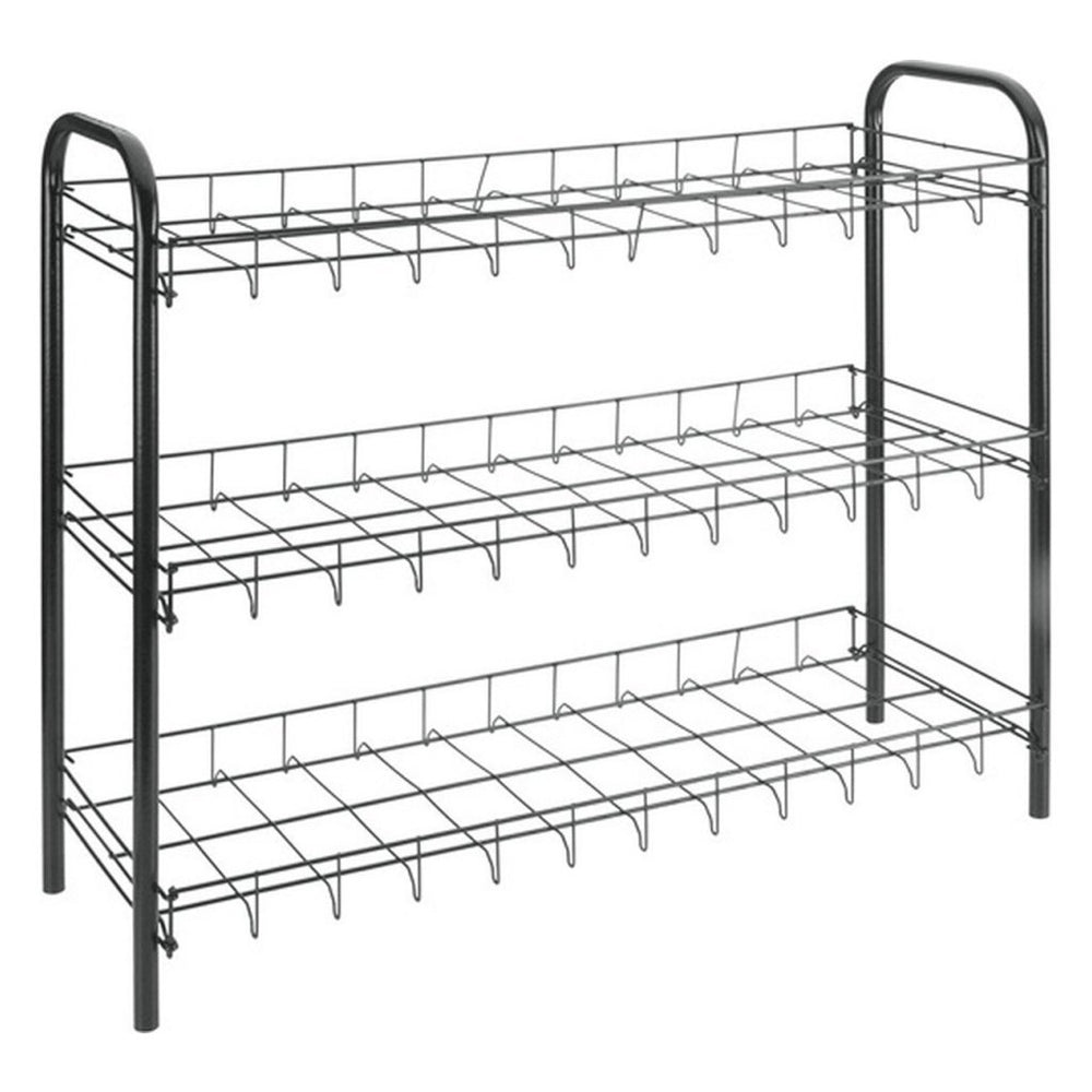Metaltex shoe rack, 3 shelves, 64x23x59 cm, black