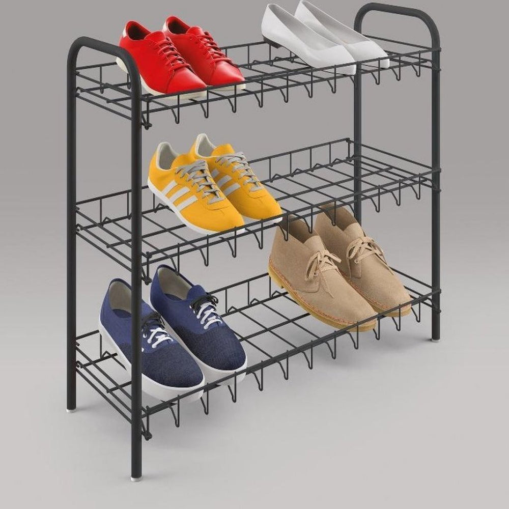 Metaltex shoe rack, 3 shelves, 64x23x59 cm, black