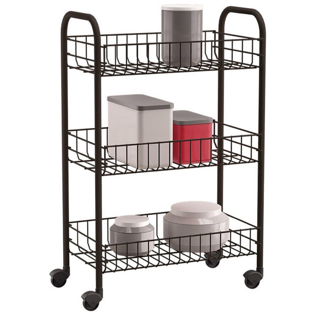 Carro de cocina tomado-metaltex siena con ruedas 41x23x63 cm negro