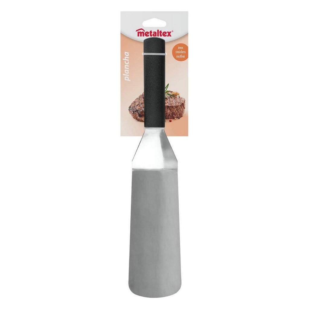 Metaltex plancha rectangular barbecue spatula 35 cm stainless steel black