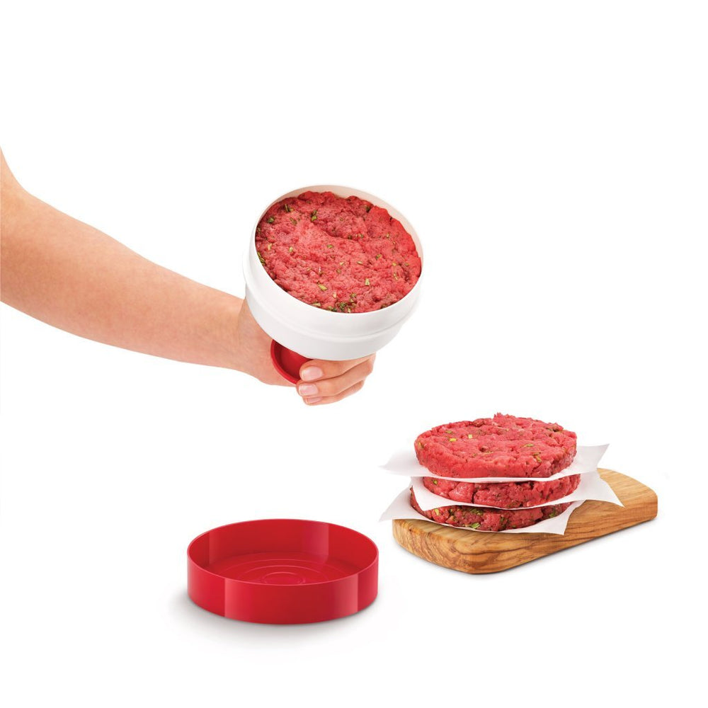 Metaltex kitchen helpers hamburger press 11 cm red white