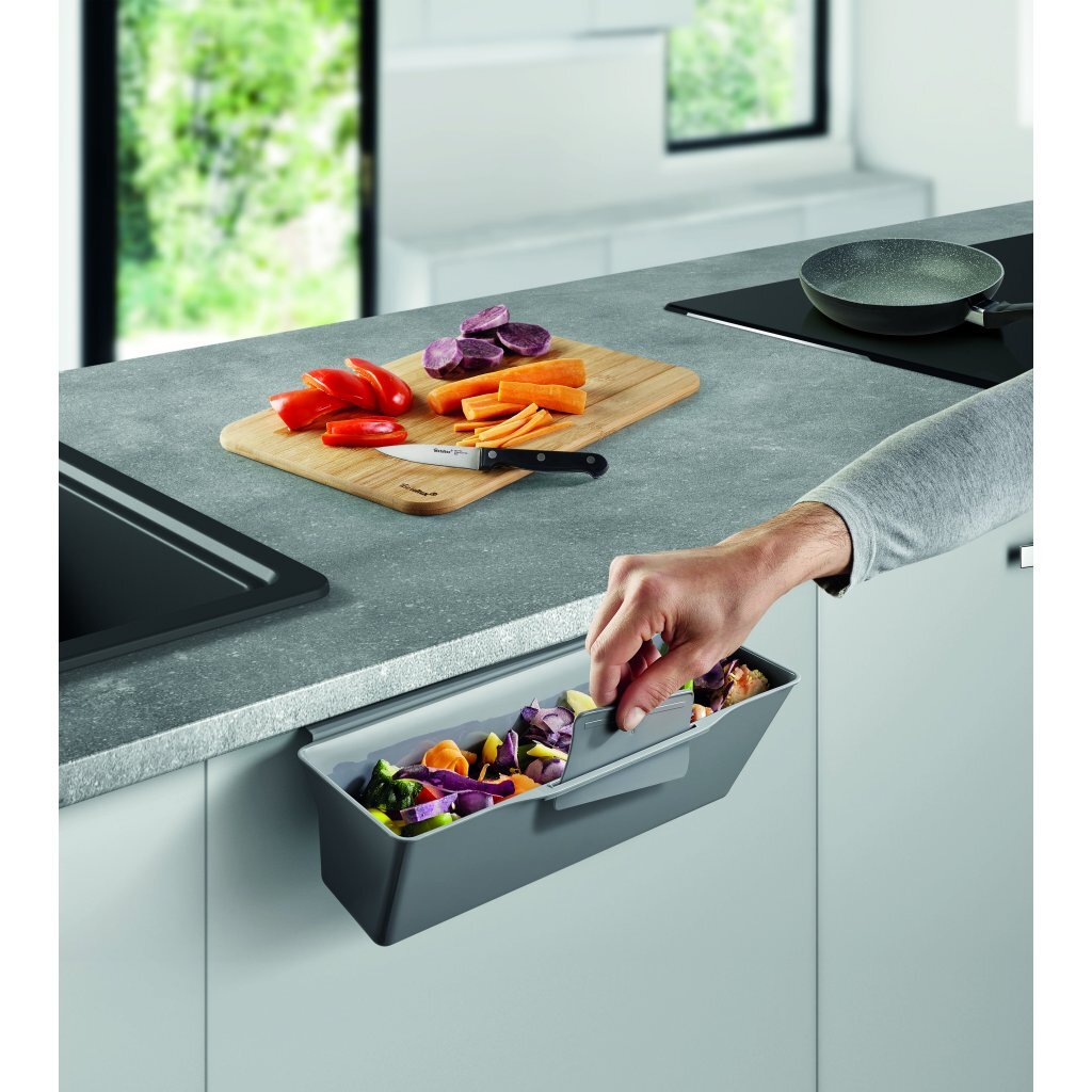 Metaltex clean tex countertop waste bin 35x16x13 cm gray