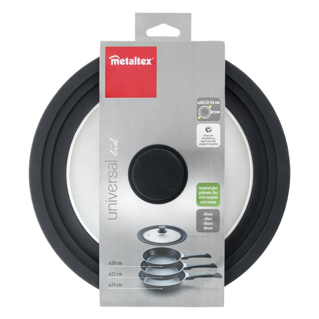 Coperchio per padella Metaltex 20-24 cm vetro silicone nero