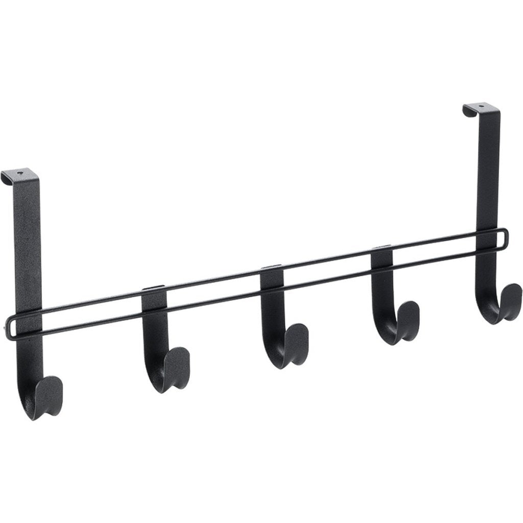 Metaltex door coat rack with 5 hooks, 38 x 6 x 15 cm, black