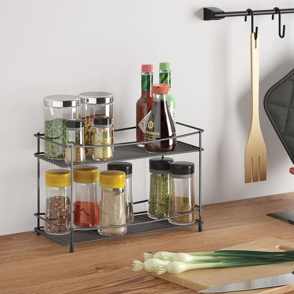 Metaltex oregano spice rack 2 levels matt black metal