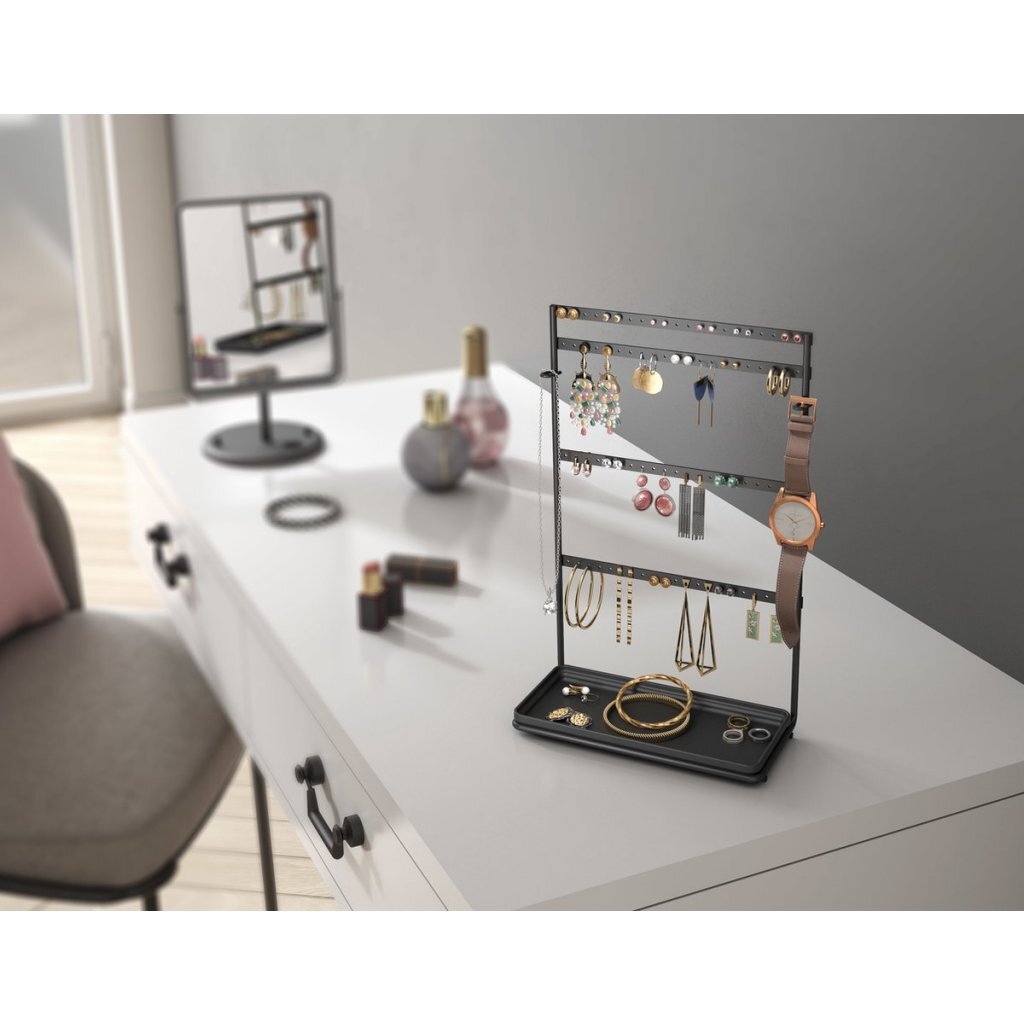 Stojalo za nakit Metaltex 22x11x36 cm mat črna kovina