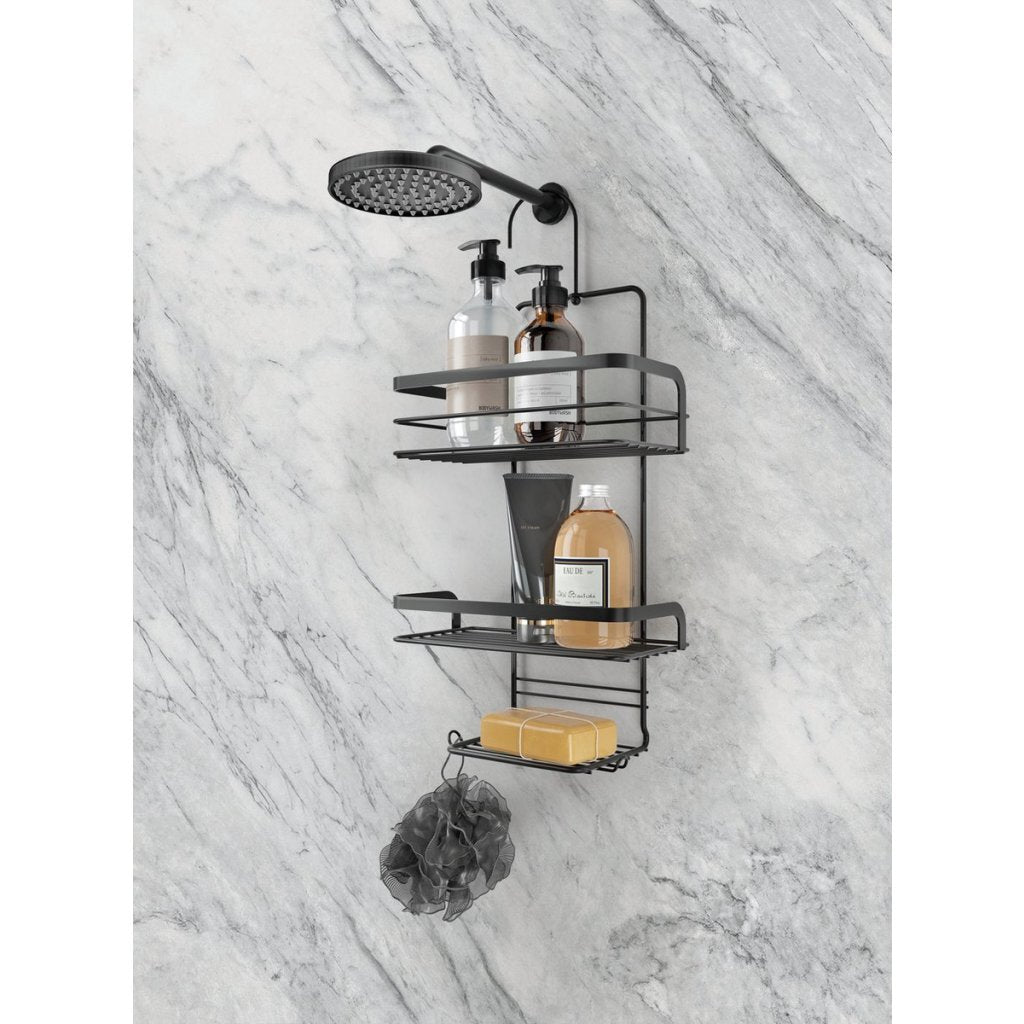 Metaltex Origin Line shower rack, 3 shelves, 23x12x38 cm, black