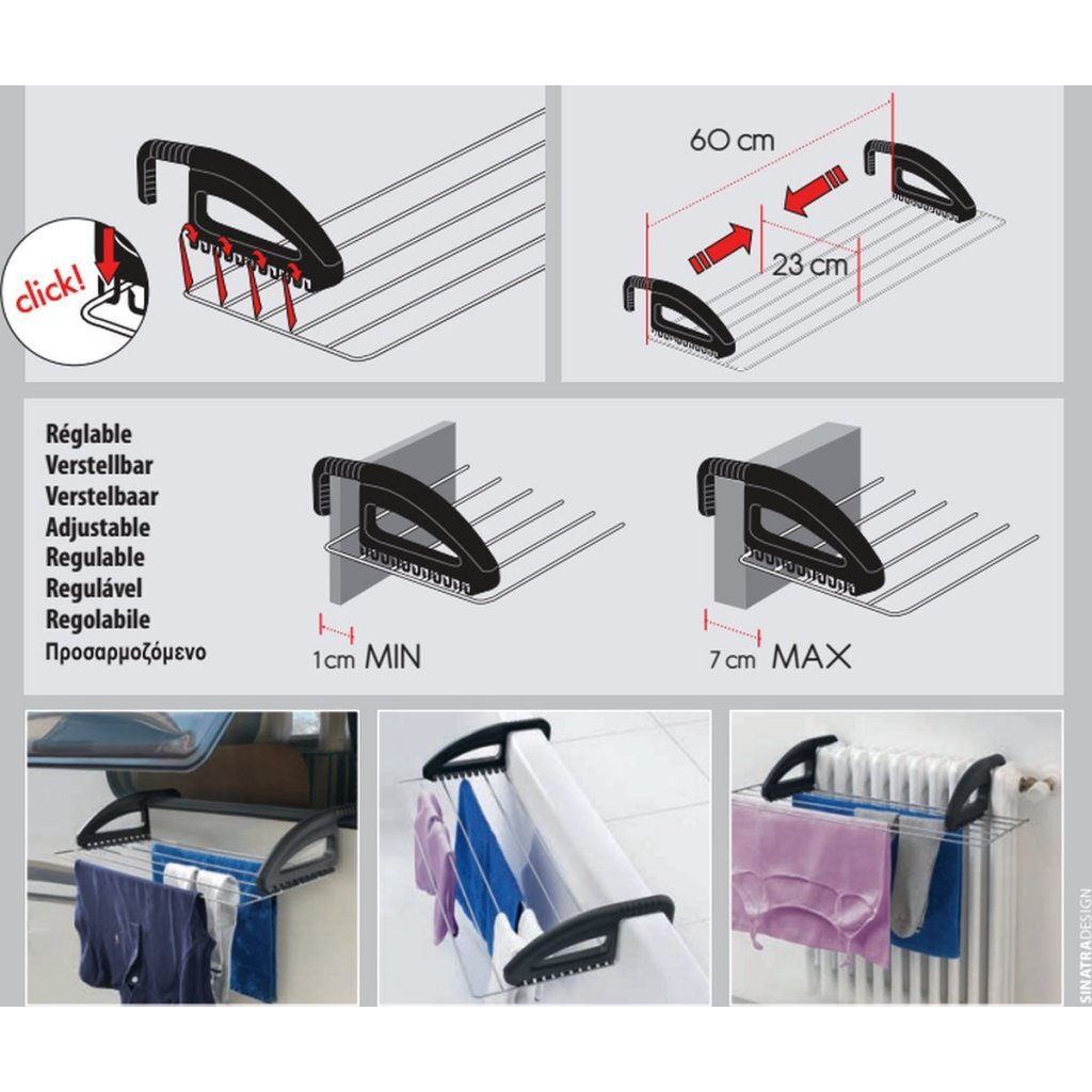 Tendedero colgante Tomado click tendedero 3 m blanco negro