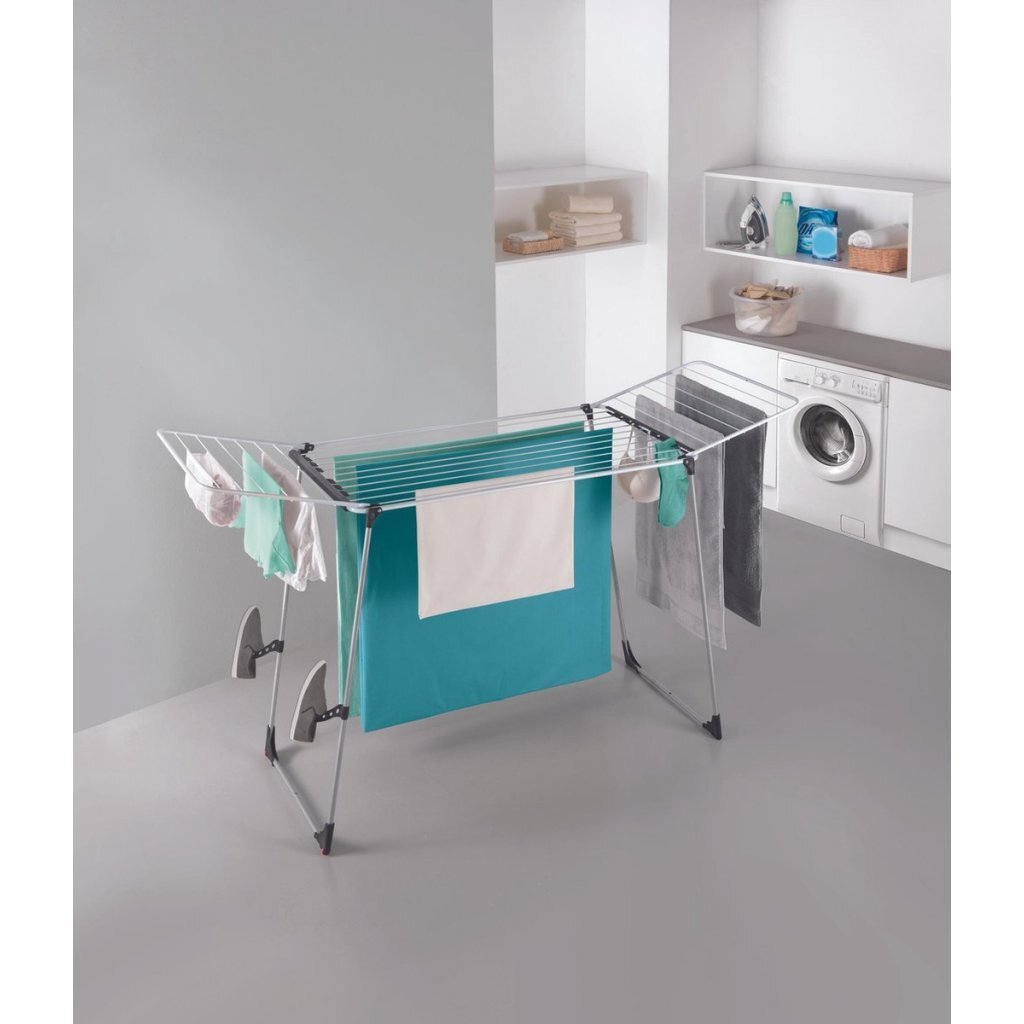 Rack de secagem de furacão Metaltex 197x65x115 cm 24 m de comprimento de secagem prateado preto