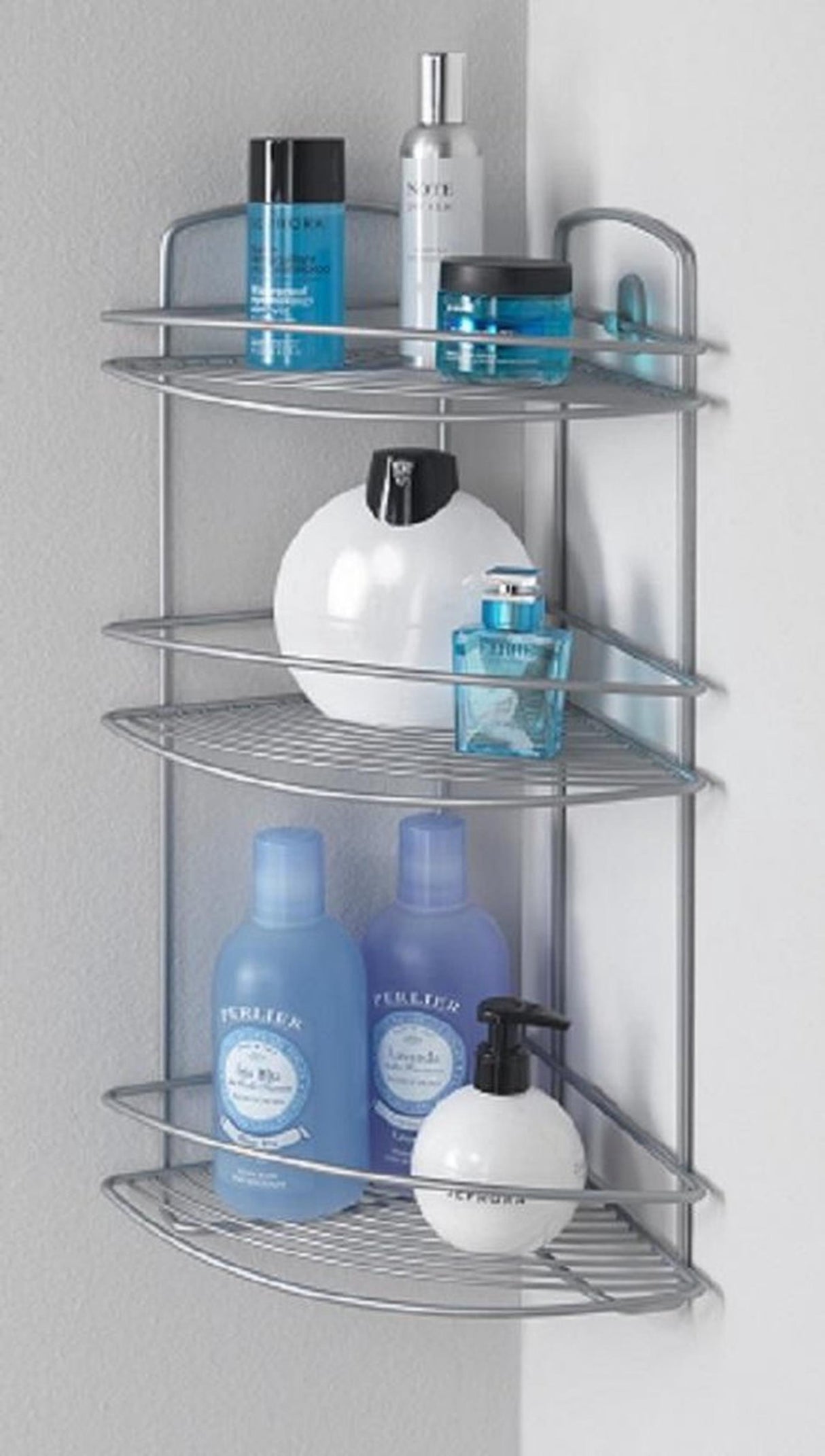 Metaltex Onda Baño esquina 3 pisos 22x22x53 cm de plata