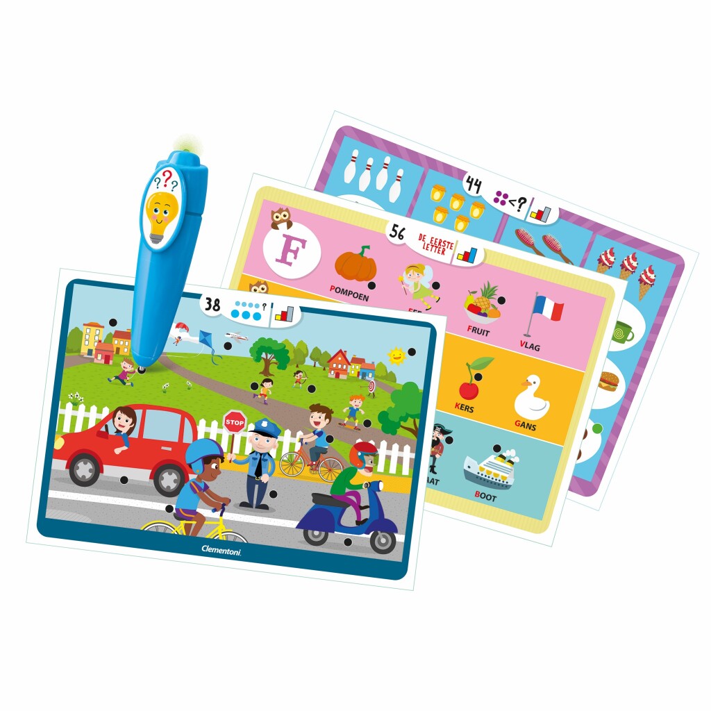 Clementoni che gioca la penna interattiva, 1000 quiz