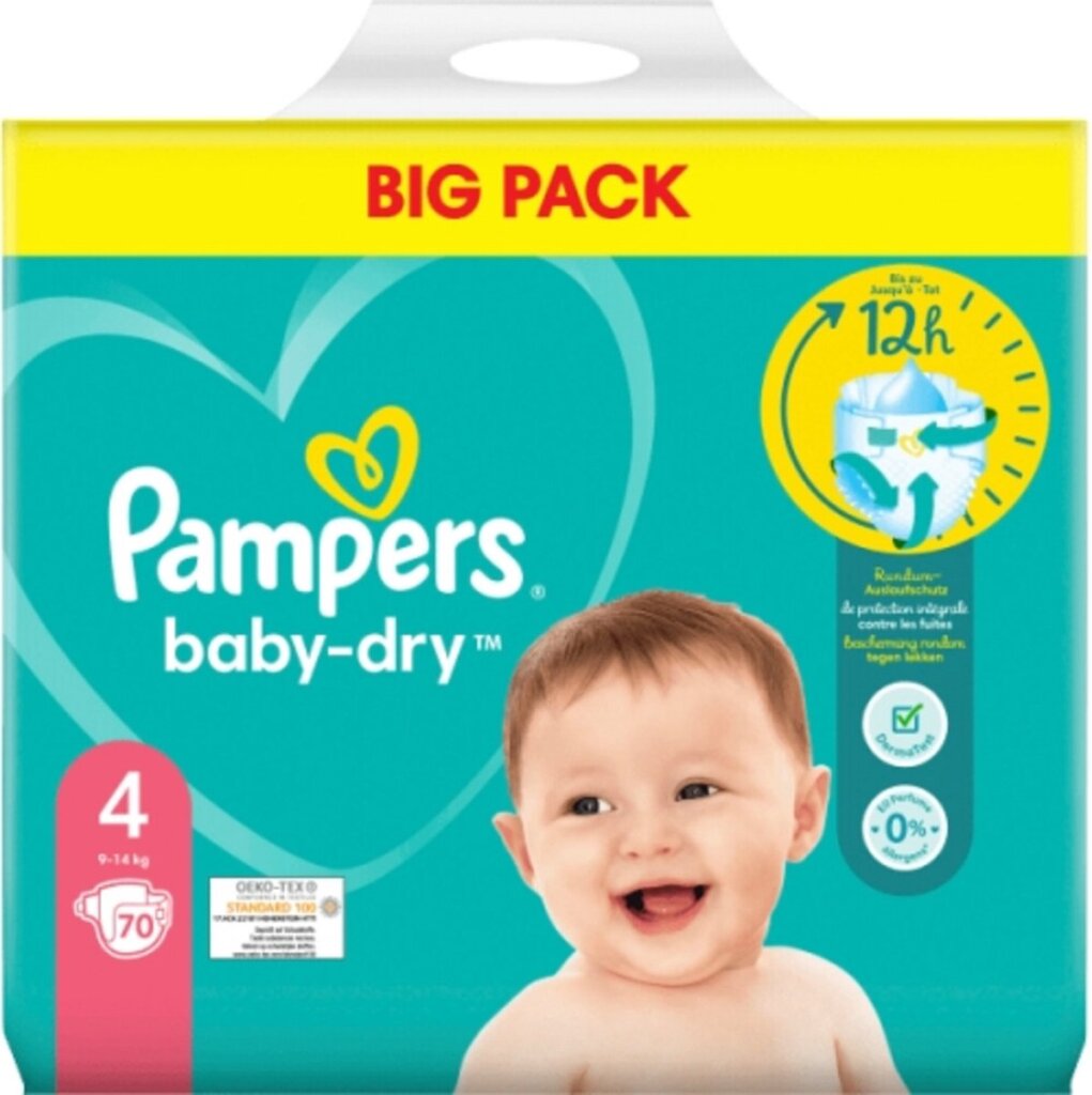 Pampers Pampers Baby Dry Taglia 4 9-14 KG 70 Pannolini