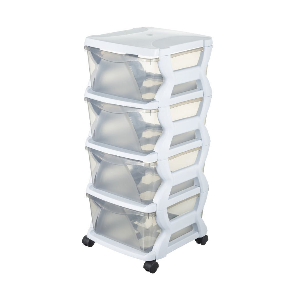 BAMA Insieme Schubladensystem mit Rädern 4 Schubladen 36x40x80 cm Weiß transparent