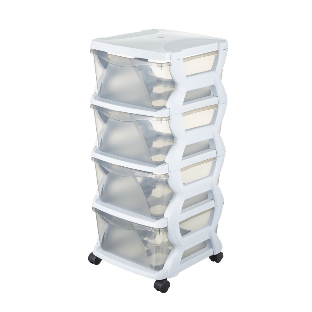 BAMA Insieme Schubladensystem mit Rädern 4 Schubladen 36x40x80 cm Weiß transparent