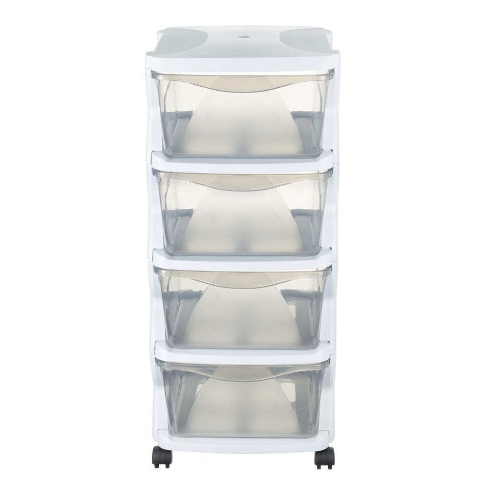 BAMA Insieme Schubladensystem mit Rädern 4 Schubladen 36x40x80 cm Weiß transparent