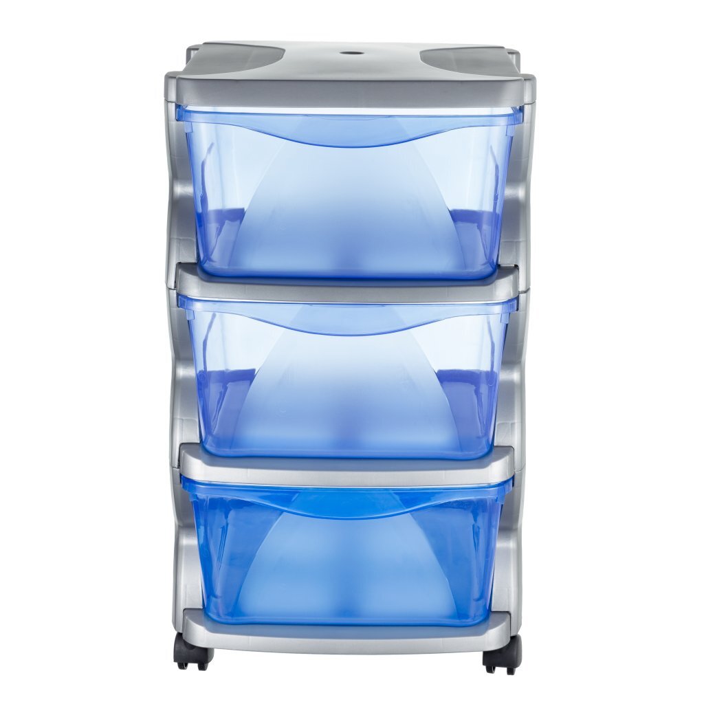 Système de tiroir Bama Insime avec roues 3 tiroirs 36x40x62 cm Silver Blue transparent