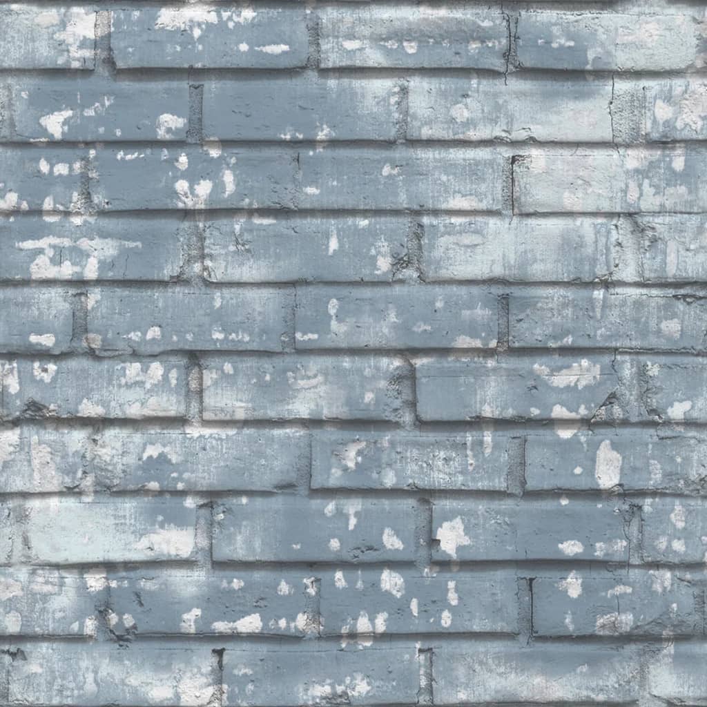 North wall wallpaper urban friends coffee bricks blue and white