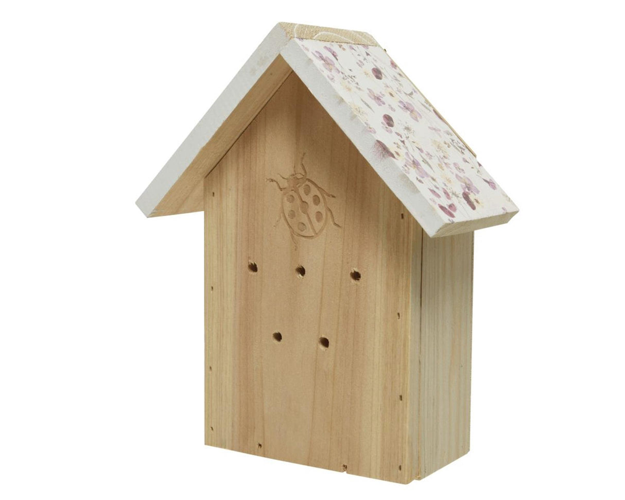 Decoris insectenhuis grenen 21cm lieveheersbeest